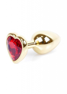 Análny kolík (šperk) Jawellery Gold HEART PLUG cerveny